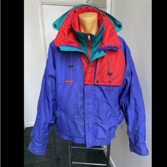 VINTAGE 1990s COLUMBIA CRITERION MENS SKI JACKET PARKA COAT 4 IN 1 SYSTEM XL